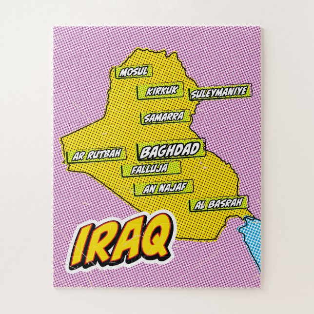 Puzzle Carte d'Irak illustrée par l'art pop (Vertical)