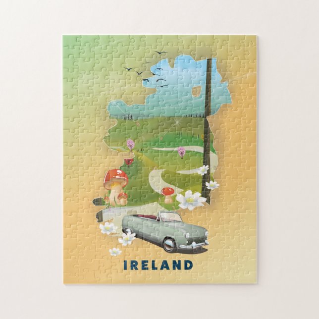 Puzzle Carte d'Irlande affiche de voyage vintage (Vertical)