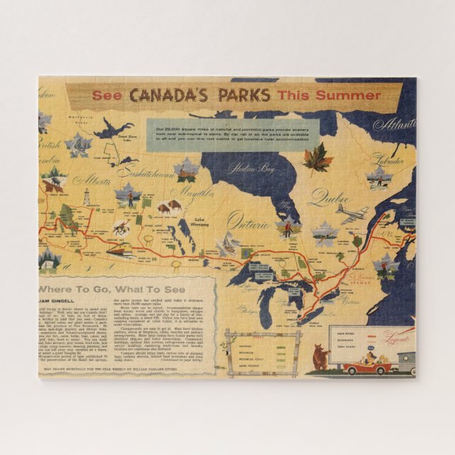 Puzzle Carte du Canada - Les parcs du Canada (Horizontal)