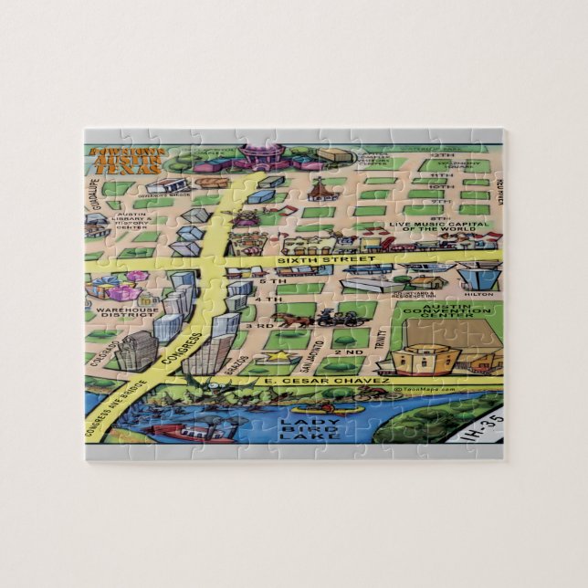 Puzzle Carte du centre-ville d'Austin au Texas (Horizontal)