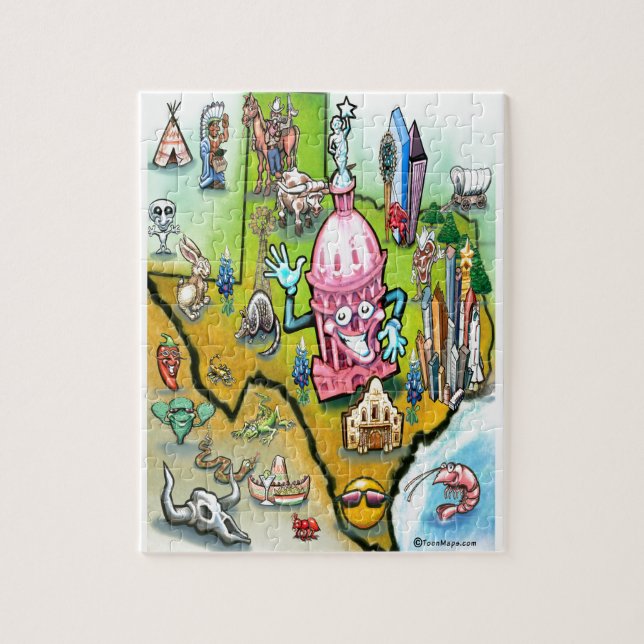 Puzzle Carte du dessin animé Austin Texas (Vertical)