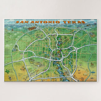 Puzzle Carte du dessin animé de San Antonio Texas
