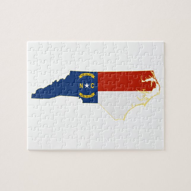 Puzzle Carte du drapeau de l'État de Caroline du Nord (Horizontal)