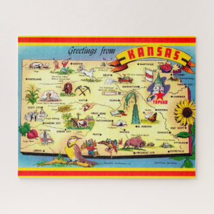 Puzzle Carte du Kansas 16x20