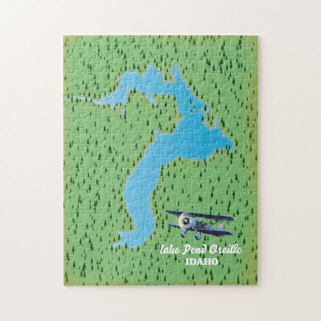 Puzzle Carte du lac Pend Oreille Idaho (Vertical)