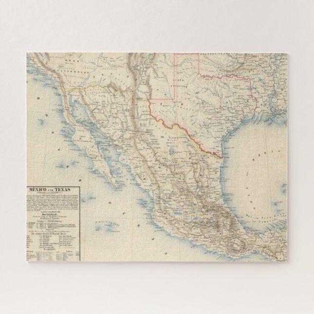 Puzzle Carte du Mexique et du Texas (Horizontal)