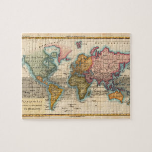 Puzzle Carte du Monde 1780 Bonne Antique Planisphère