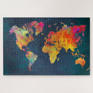 Puzzle carte du monde, 40,6 cm x 50,8 cm, 520 pièces, pu
