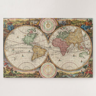 Puzzle Carte du monde antique en deux hémisphères
