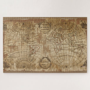 Puzzle Carte du monde antique Vintage 1783 avec broderie