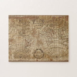 Puzzle Carte du monde antique Vintage 1783 avec broderie