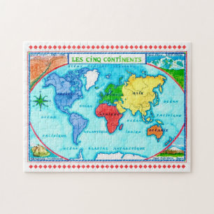 Puzzle Carte du monde colorée 11x14 Carte postale