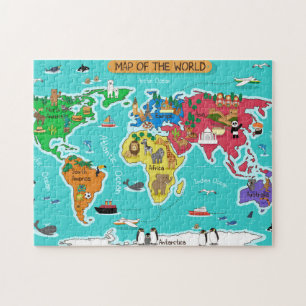 Puzzle Carte du monde dans le style de bande dessinée