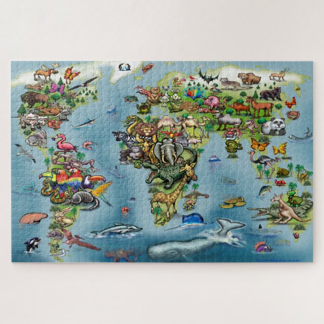 Puzzle Carte du monde des animaux (Horizontal)