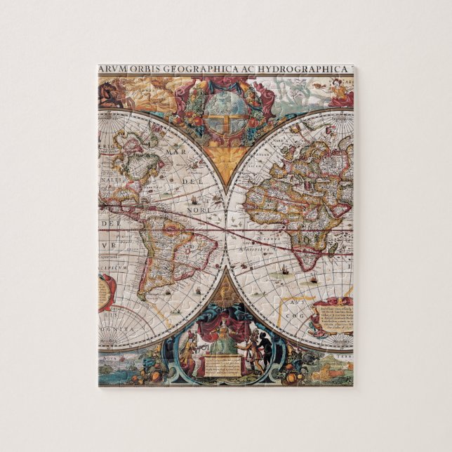 Puzzle Carte du monde du XVIIe siècle, latin 1600 (Vertical)