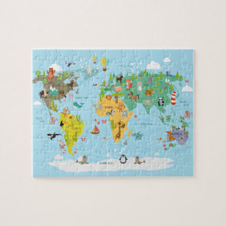 Puzzle Carte du Monde Enfants Dessin Animé