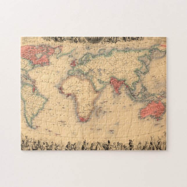 Puzzle Carte du monde montrant l'Empire Britannique (Horizontal)