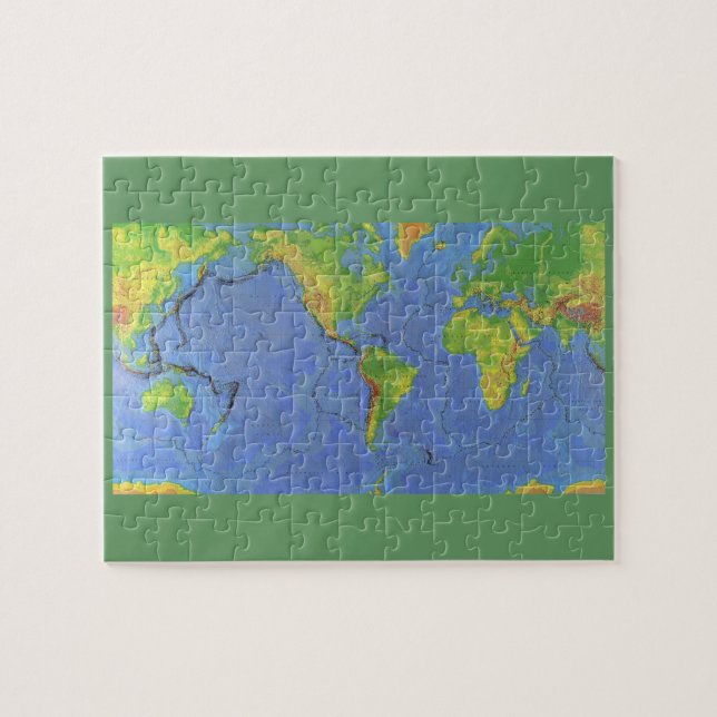 Puzzle Carte du monde physique 1994 - Plaques tectoniques (Horizontal)