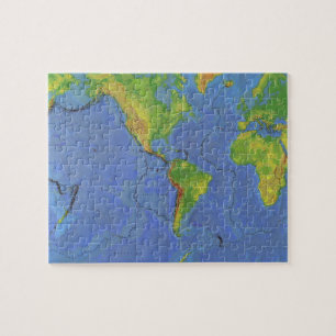 Puzzle Carte du monde physique - Plaques tectoniques - US