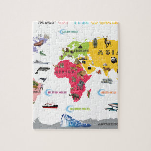 Puzzle Carte du monde pour des enfants - blancs et