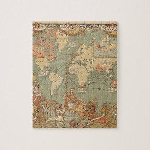 Puzzle Carte du monde victorien Vintage de l'Empire brita