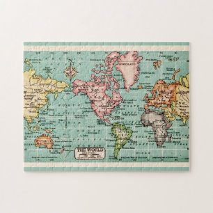Puzzle Carte du monde vintage colorée