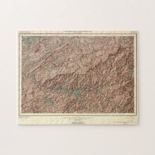 Puzzle Carte du parc national vintage Great Smoky Mountai