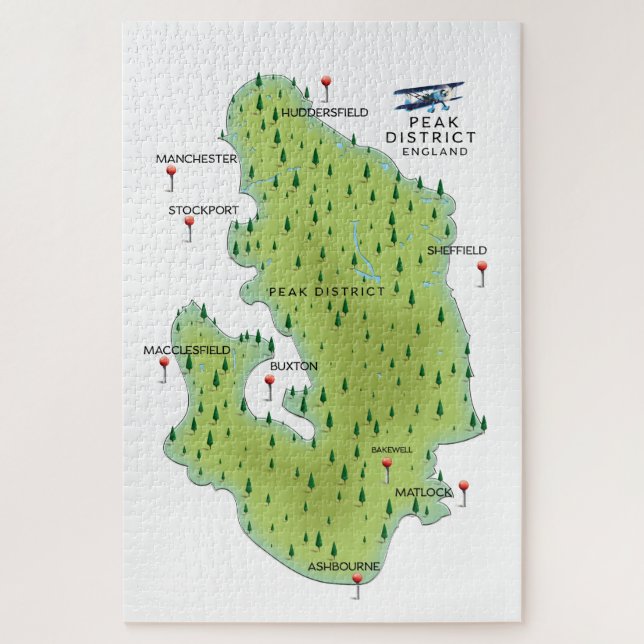 Puzzle Carte du Peak District Angleterre (Vertical)