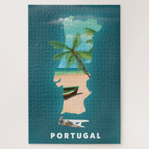 Puzzle Carte du Portugal imprimé affiche de voyage.