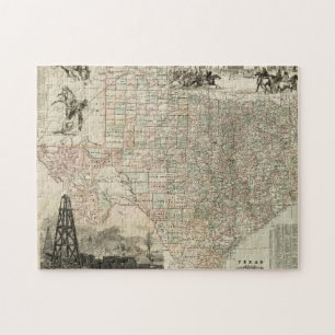 Puzzle Carte du Texas aux frontières du comté