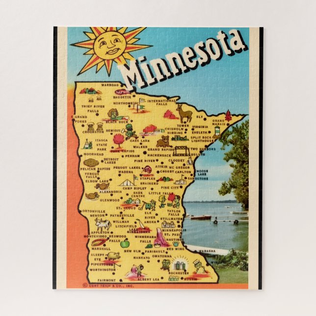 Puzzle Carte ensoleillée du Minnesota 16x20 (Vertical)
