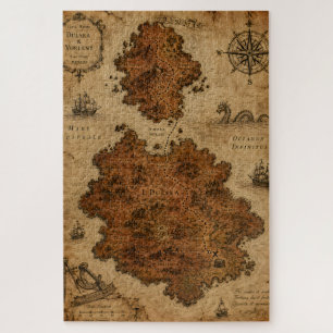 Puzzle Carte Fantastique Antique — Îles de Dulsea et Vorl