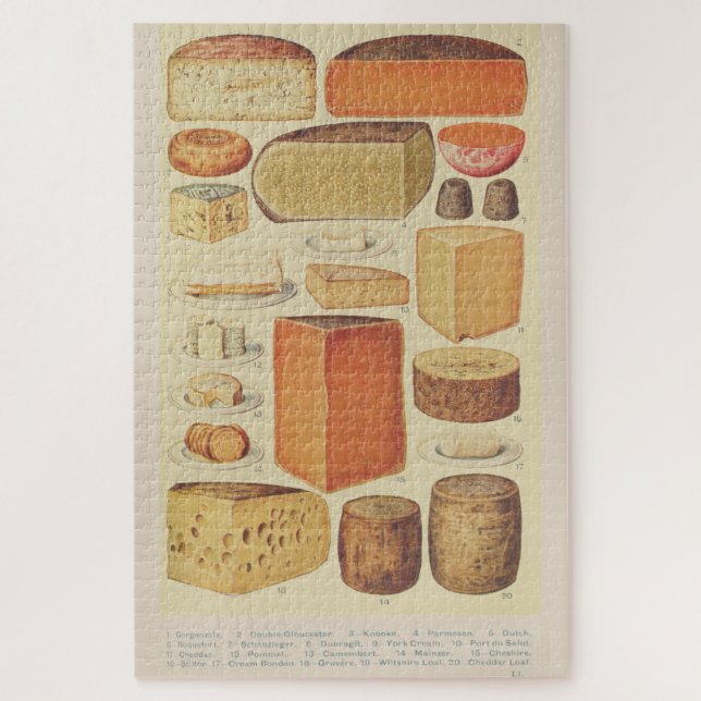 Puzzle Carte fromage vintage illustration menu fromage (Vertical)