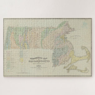 Puzzle Carte géologique vintage du Massachusetts (1841)