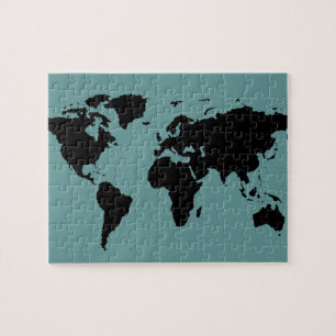 Puzzle carte graphique noire du monde