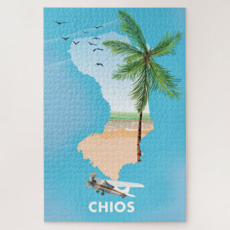Puzzle Carte illustrée de Chios Grèce.