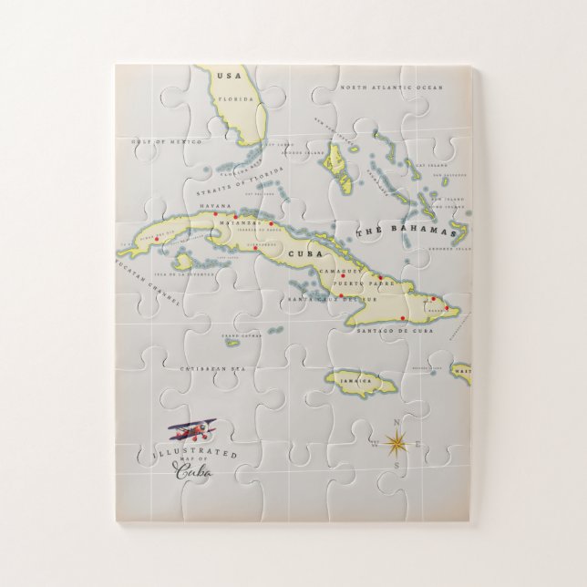Puzzle Carte illustrée de Cuba (Vertical)