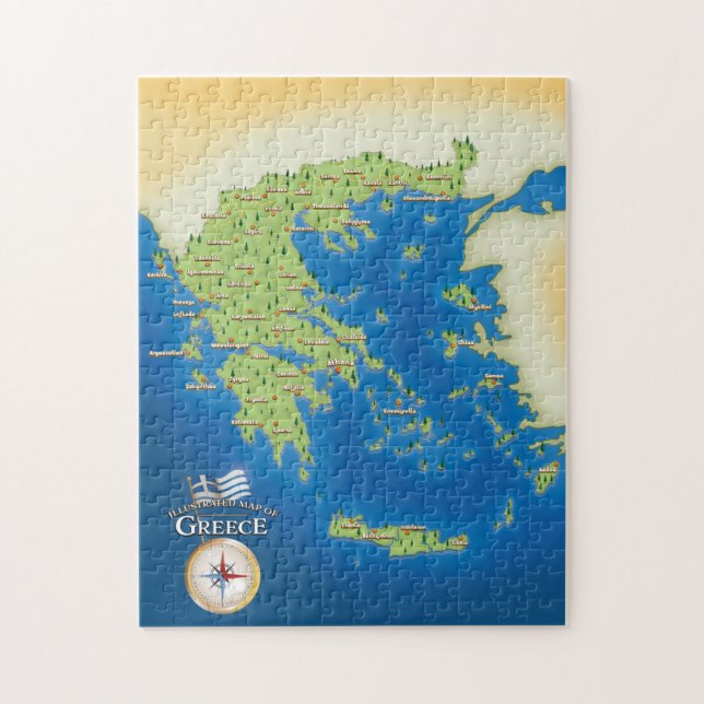 Puzzle Carte Illustrée De La Grèce (Vertical)