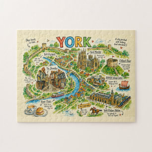Puzzle Carte illustrée de l'aventure de la ville historiq