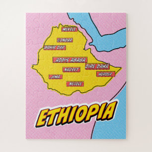 Puzzle Carte illustrée de l'Éthiopie dans le style Pop Ar