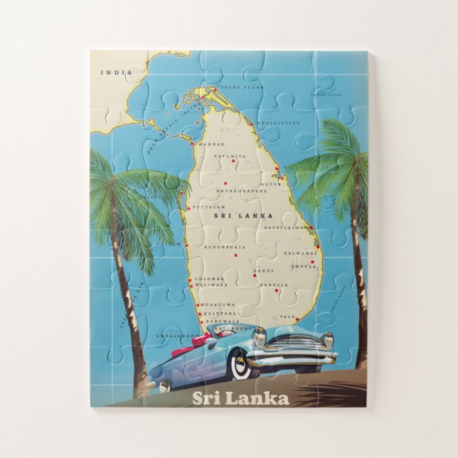Puzzle Carte illustrée de Sri Lanka (Vertical)