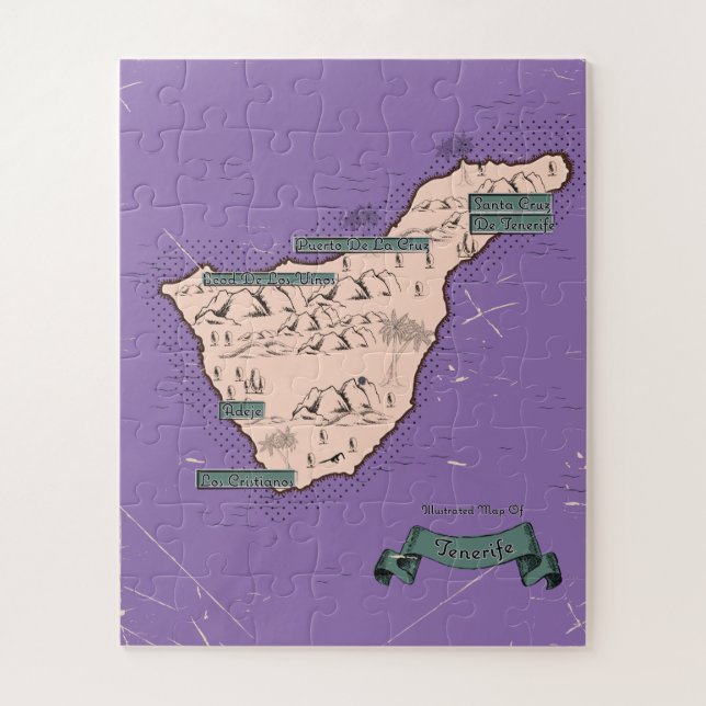 Puzzle Carte Illustrée De Voyage De Tenerife (Vertical)