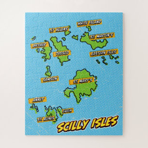 Puzzle Carte illustrée des îles Scilly dans le style Pop