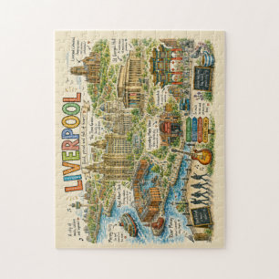 Puzzle Carte illustrée des monuments et de la musique de