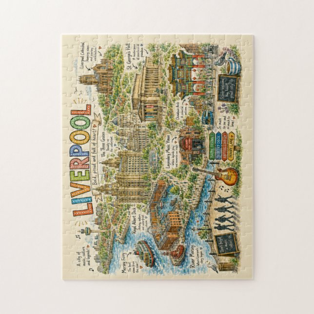 Puzzle Carte illustrée des monuments et de la musique de  (Vertical)
