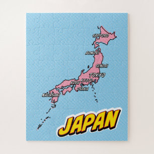 Puzzle Carte illustrée du Japon dans le style Pop Art