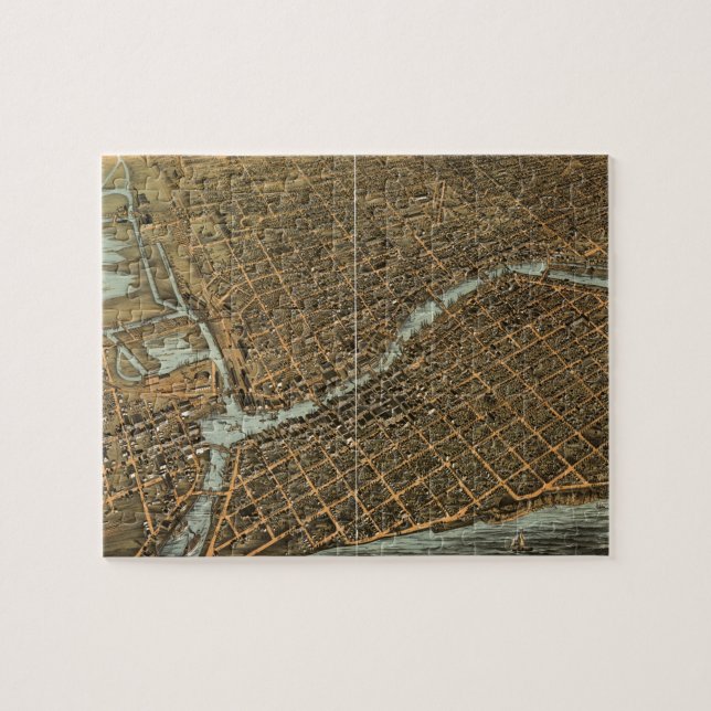 Puzzle Carte imagée vintage de Milwaukee (1872) (Horizontal)