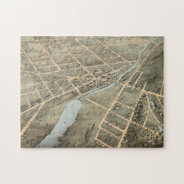 Puzzle Carte imagée vintage de Waukesha le Wisconsin (Horizontal)