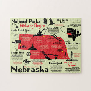 Puzzle Carte Infographique des parcs nationaux du Nebrask