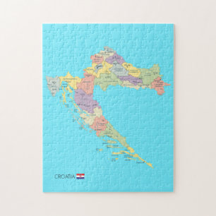 Puzzle Carte isolée des régions de Croatie